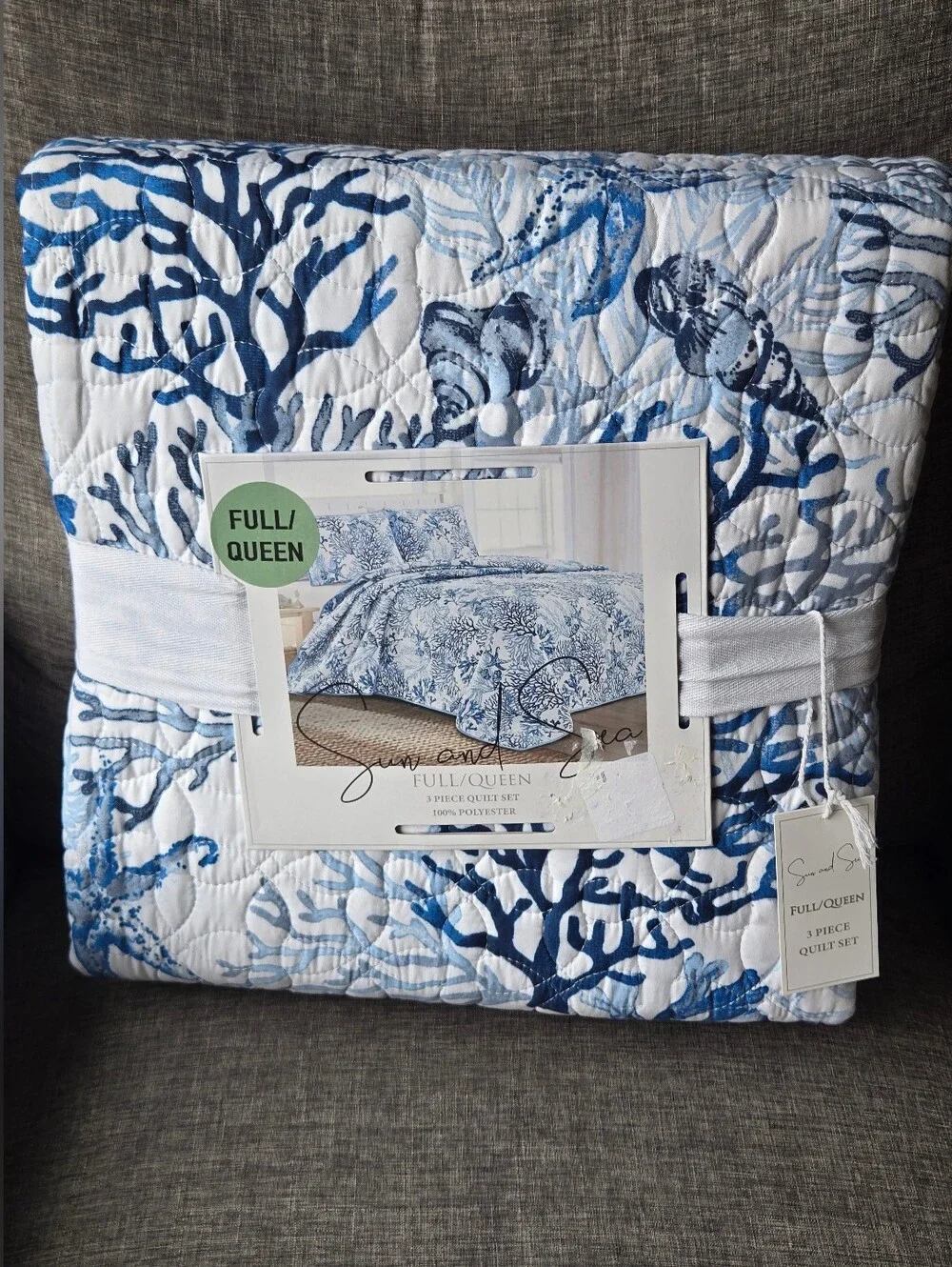 Sun and Sea Full Queen Set NWT Quilt And Shams (OEKO TEX Standard 100)